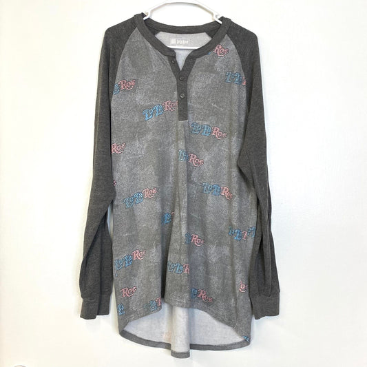 LuLaRoe Unisex Size XL Heather Gray ‘Logo’ Colorblock Henley Shirt L/s Pre-Owned