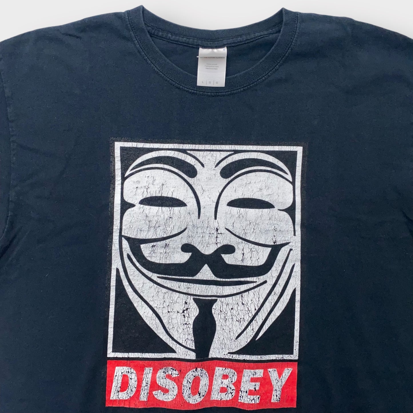 Men's M Black 'Disobey' Guy Fawkes Graphic T-Shirt