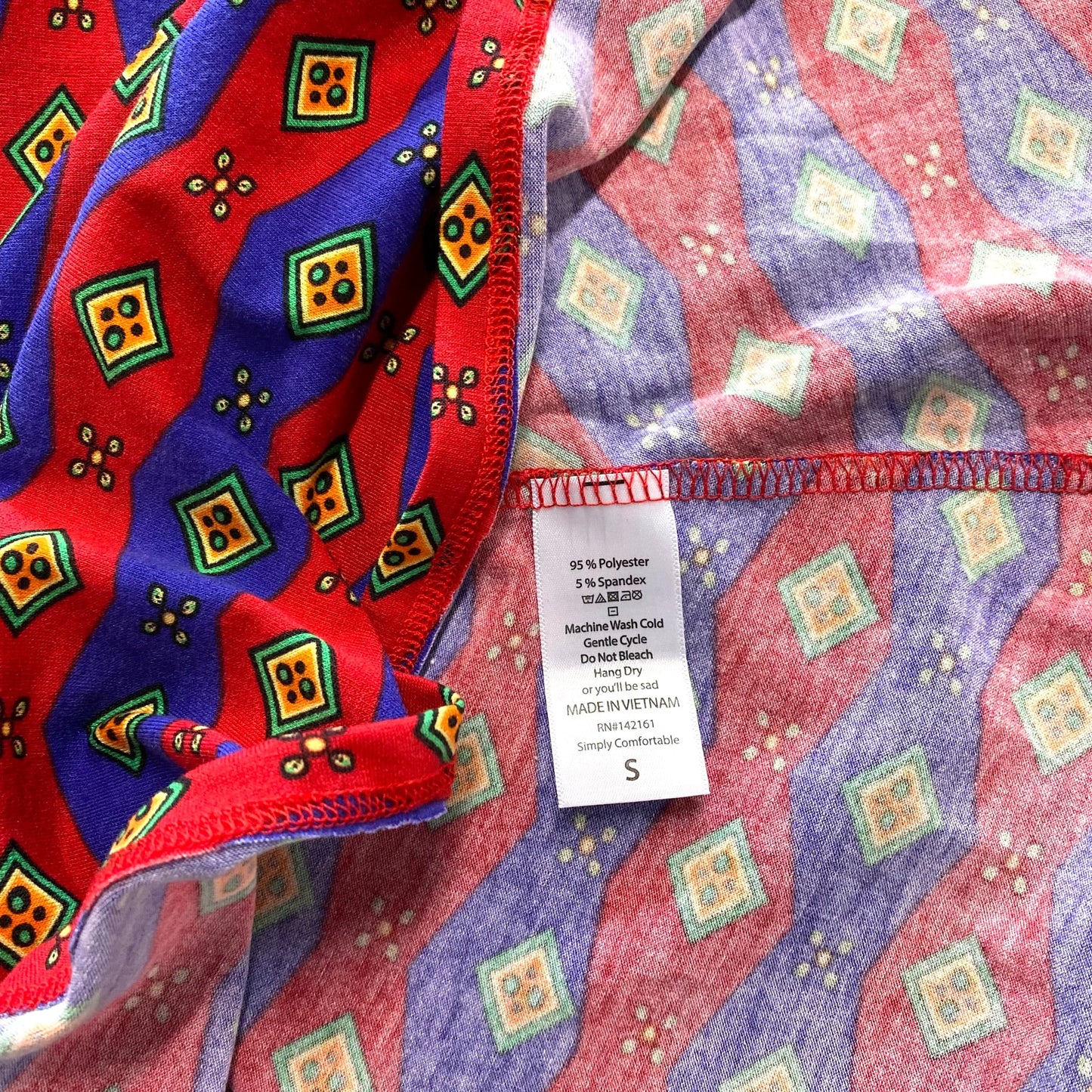 LuLaRoe Womens S Red/Blue Chevron Stripes 'Carly' S/s Swing Dress NWT