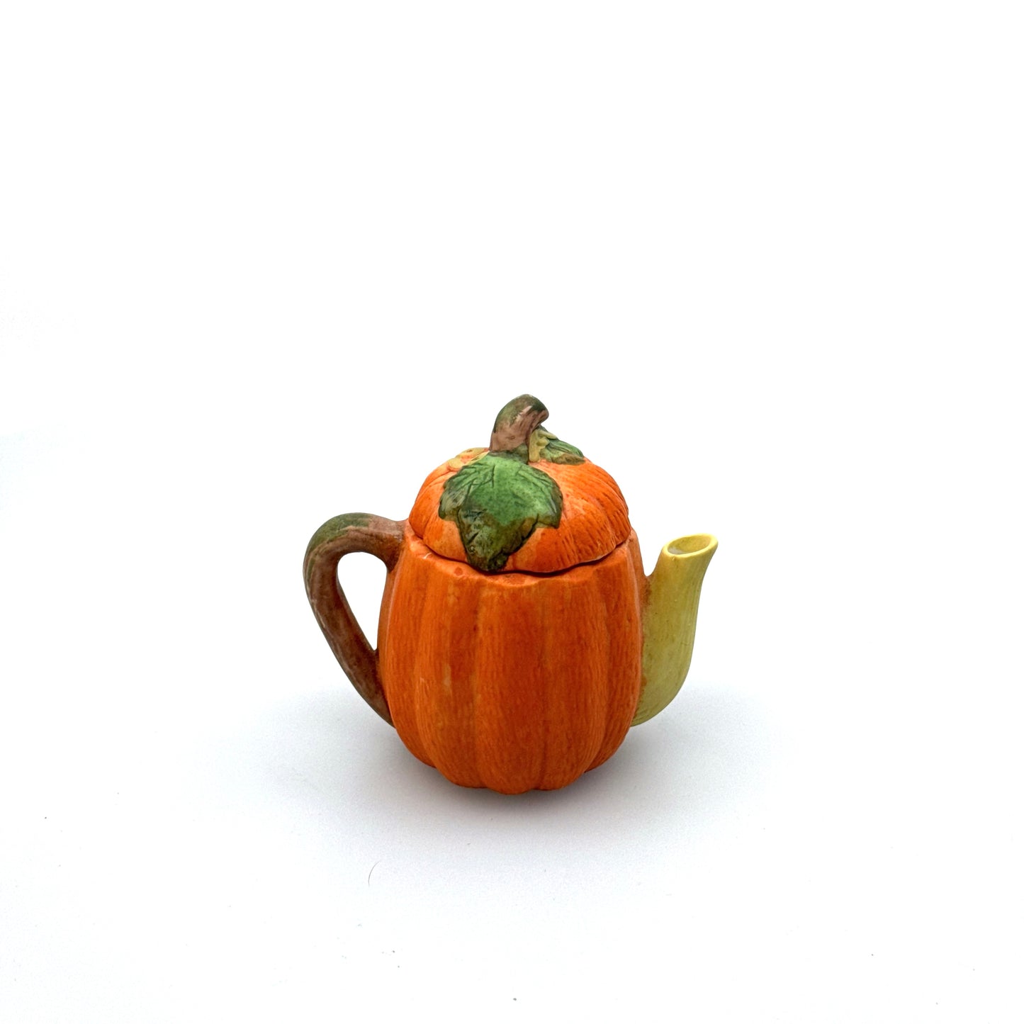 Handpainted | Miniature Pumpkin Teapot | Color: Orange | Pre-Owned/Vintage