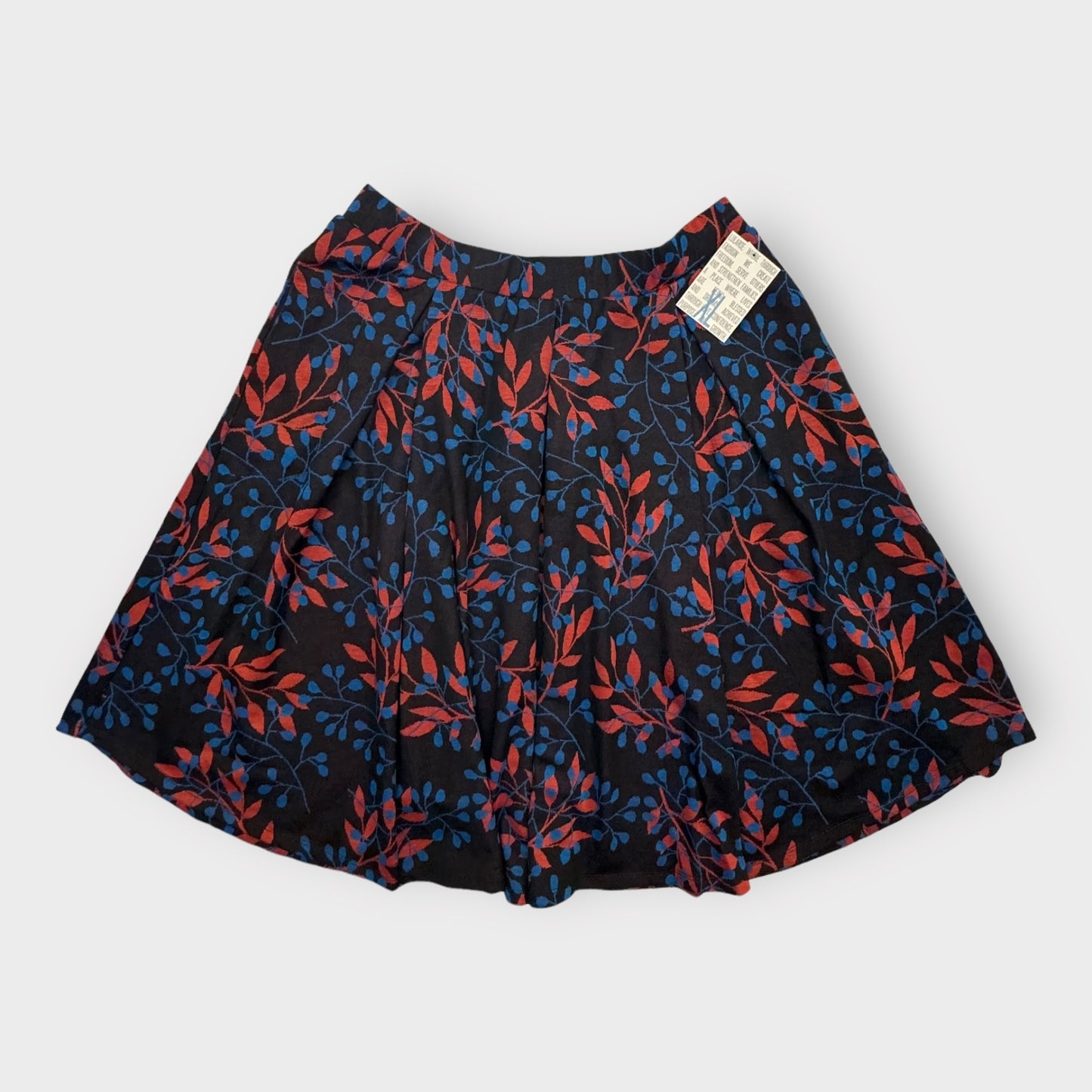 LuLaRoe Madison Pleated Skirt | XL (18-20) | Cobalt Blue/Orange Leaves | NWT