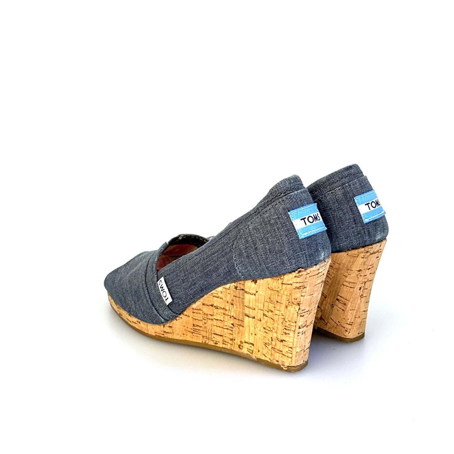 Toms | Womens Denim Wedge Cork Heel Shoes | Color: Blue | Size: 5 | GUC