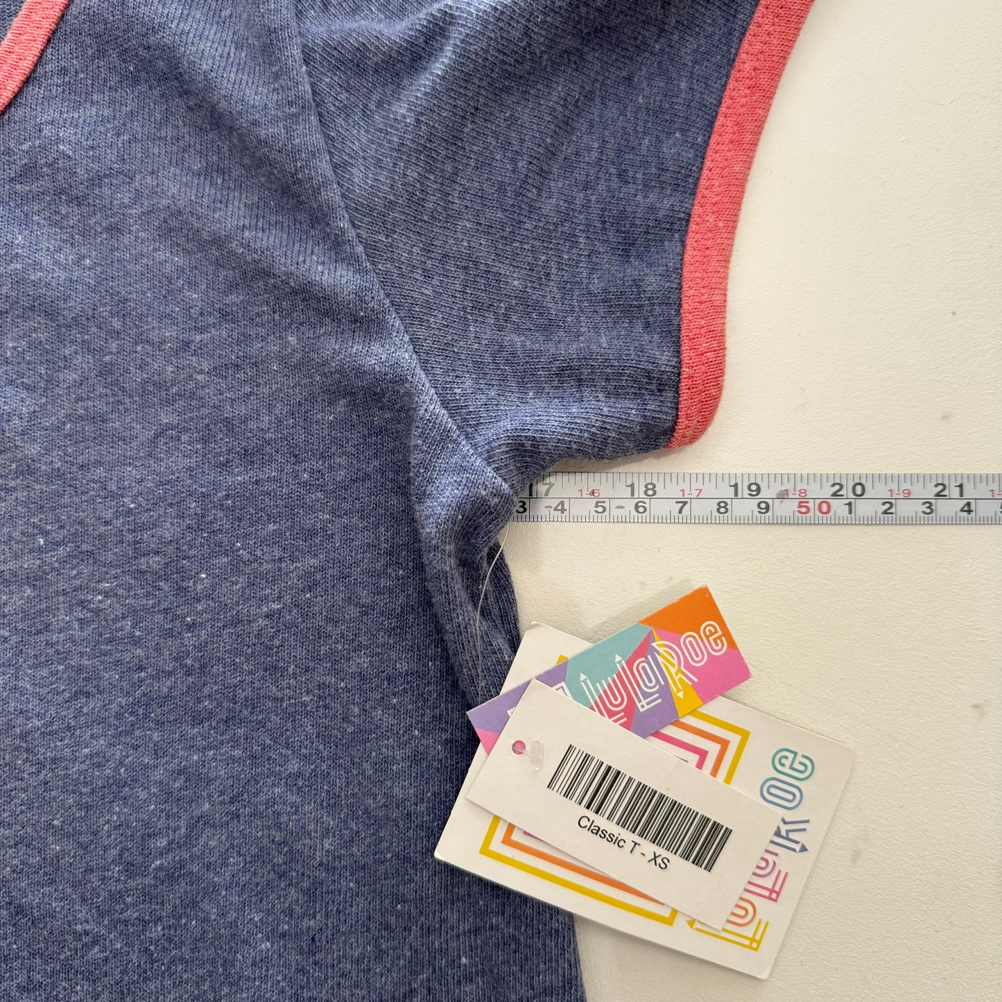 LuLaRoe Vault | Classic T | Color: Blue/pink | Size: XS (2-4) | Ringer | NWT