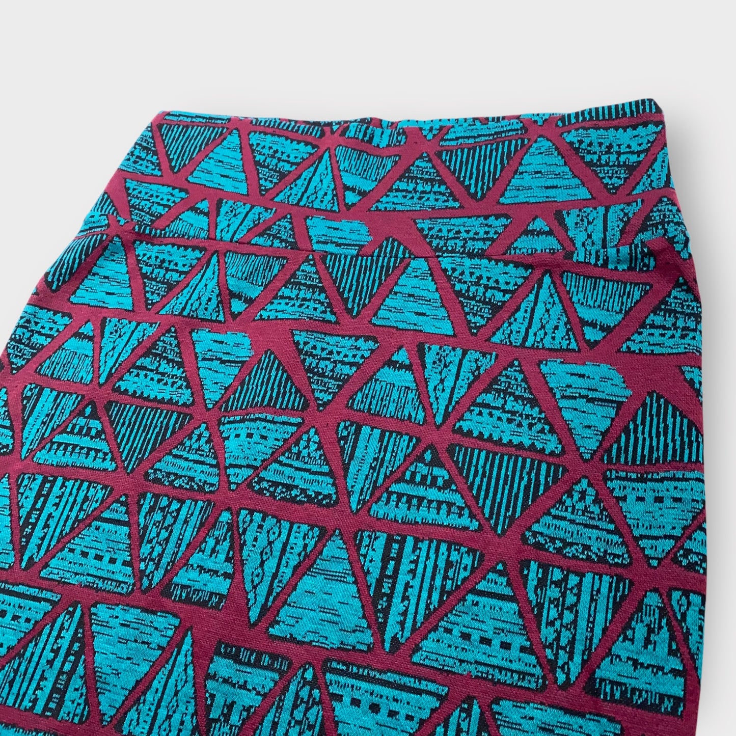 LuLaRoe Cassie Pencil Skirt - Purple & Green Triangles - Women's S (6-8) - NWT