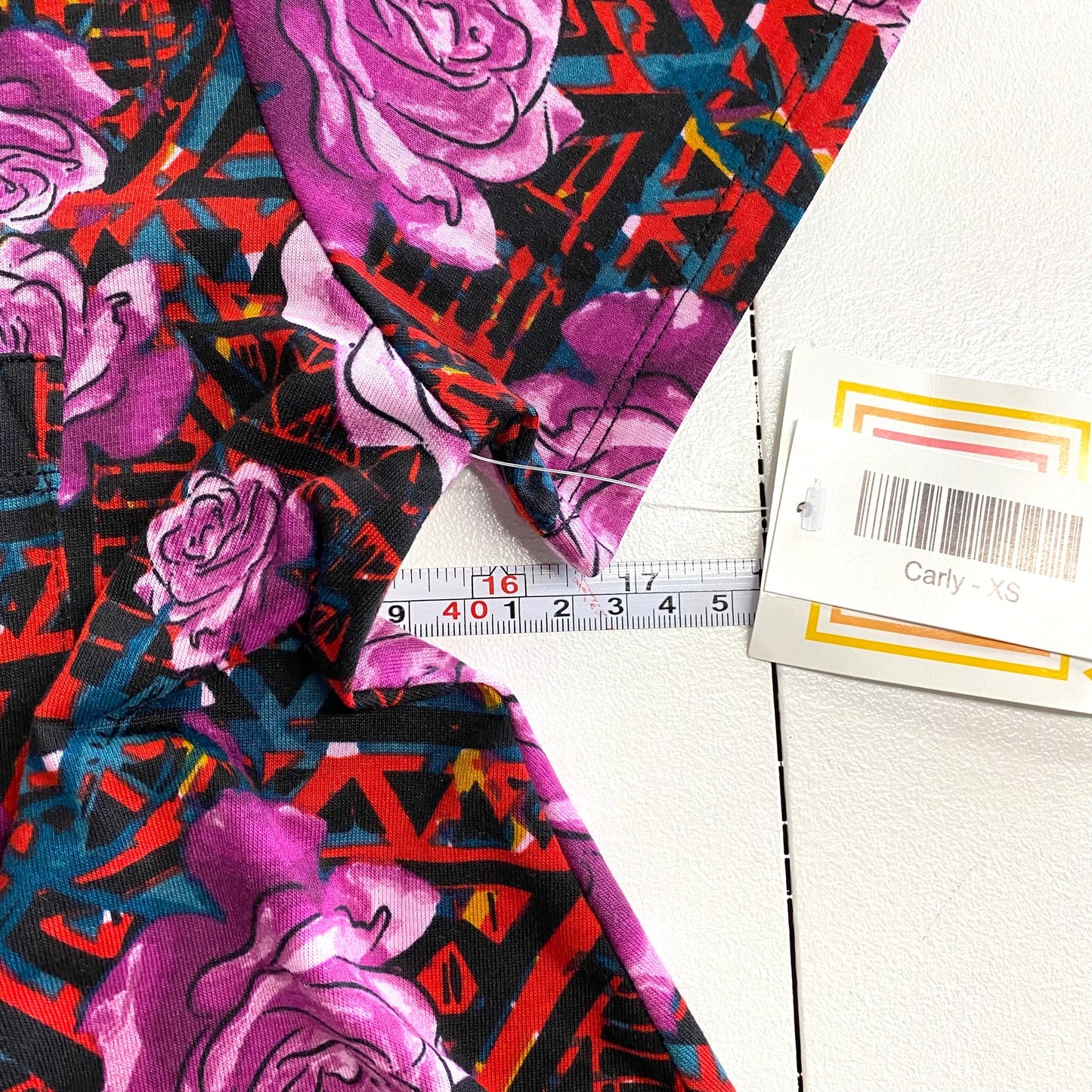 LuLaRoe Womens XS Purple/Red/Blue Abstract/Floral 'Carly' S/s Swing Dress NWT