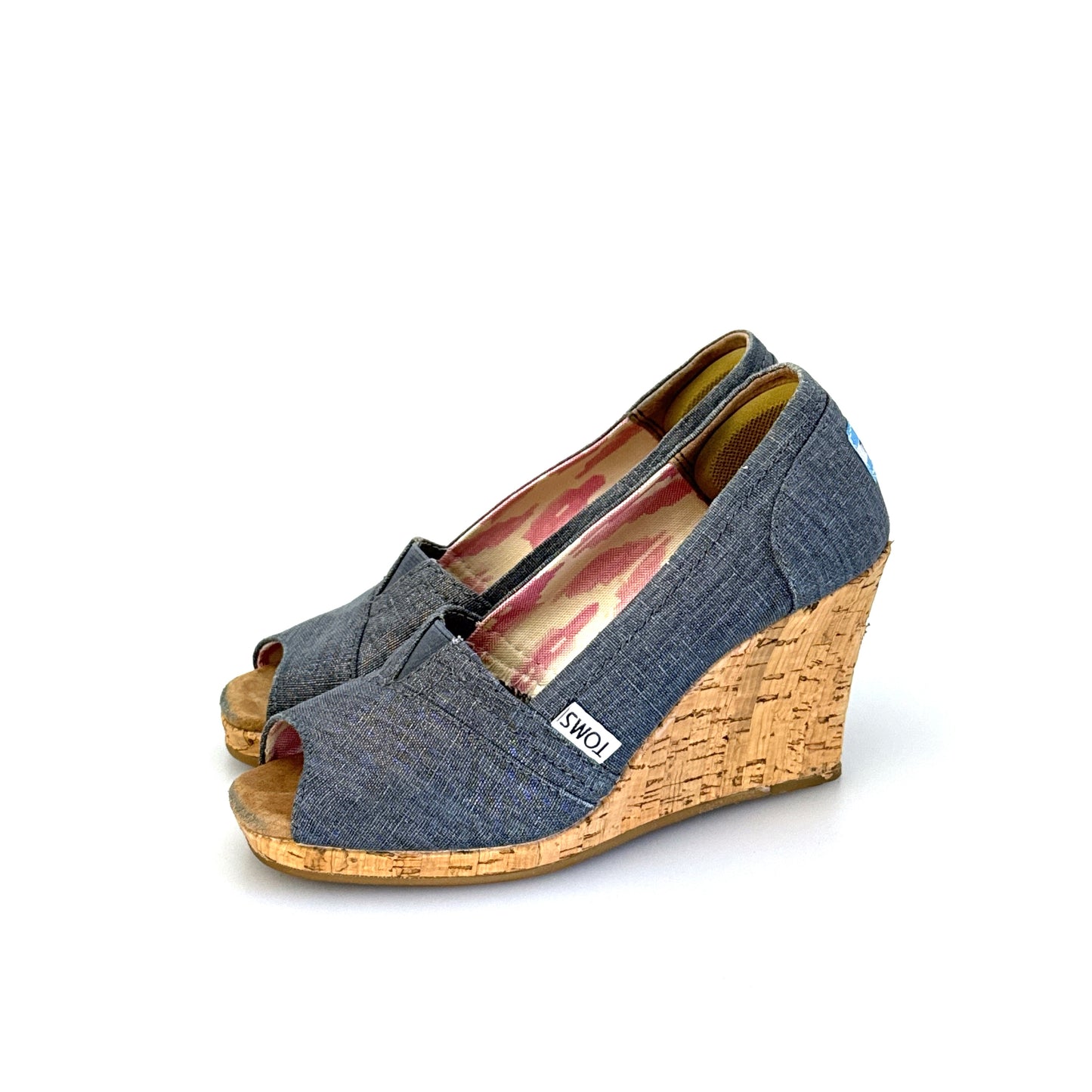 Toms | Womens Denim Wedge Cork Heel Shoes | Color: Blue | Size: 5 | GUC