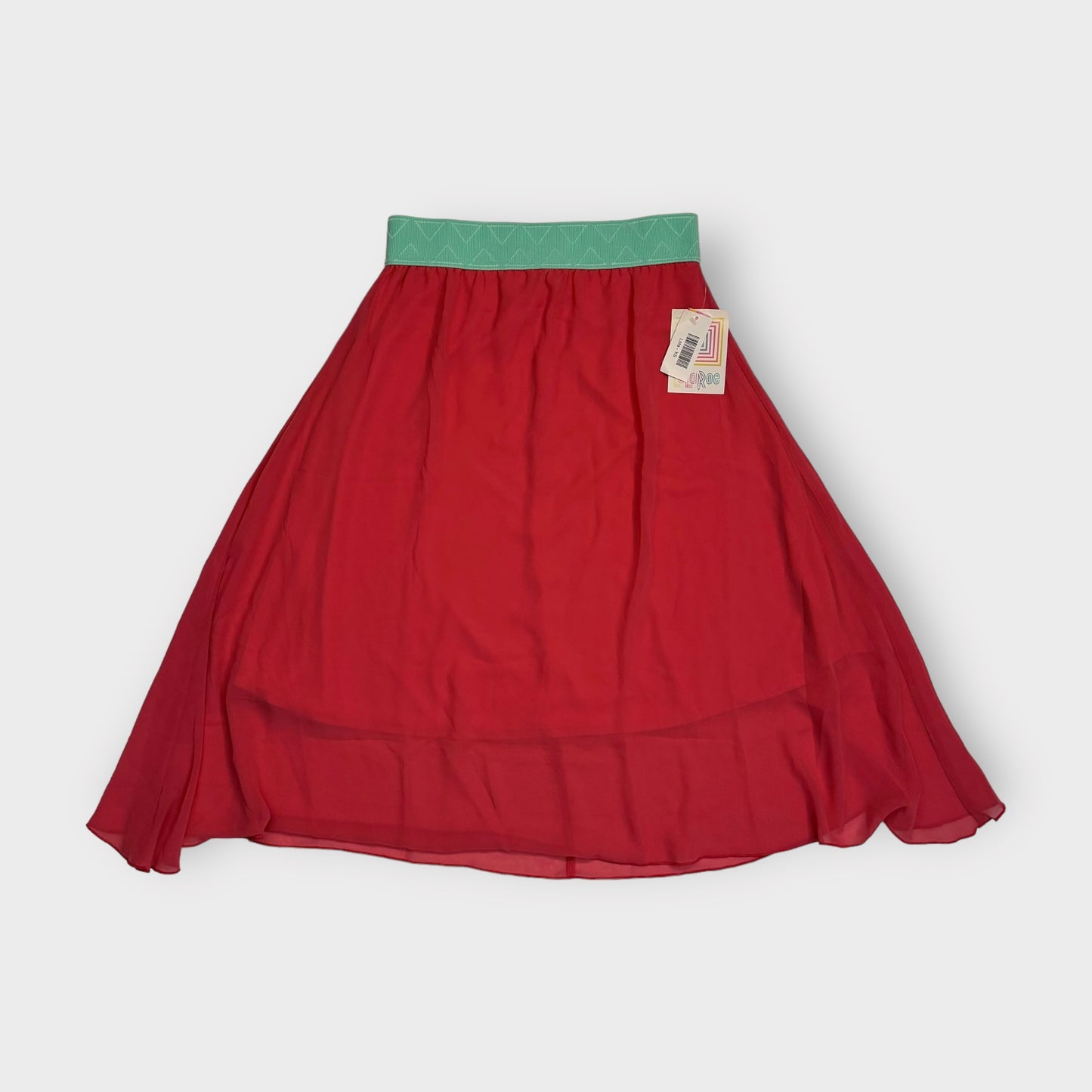 LuLaRoe Lined Lined Skirt | XS | Seafoam Blue/Pink Colorblock | NWT