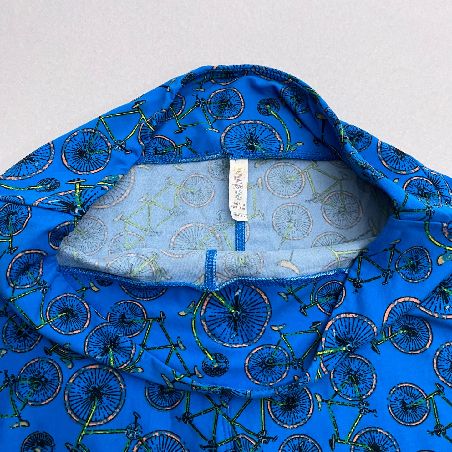 LuLaRoe Leggings | TC (12-18) | Blue Unicycles/Bicycles Print | New