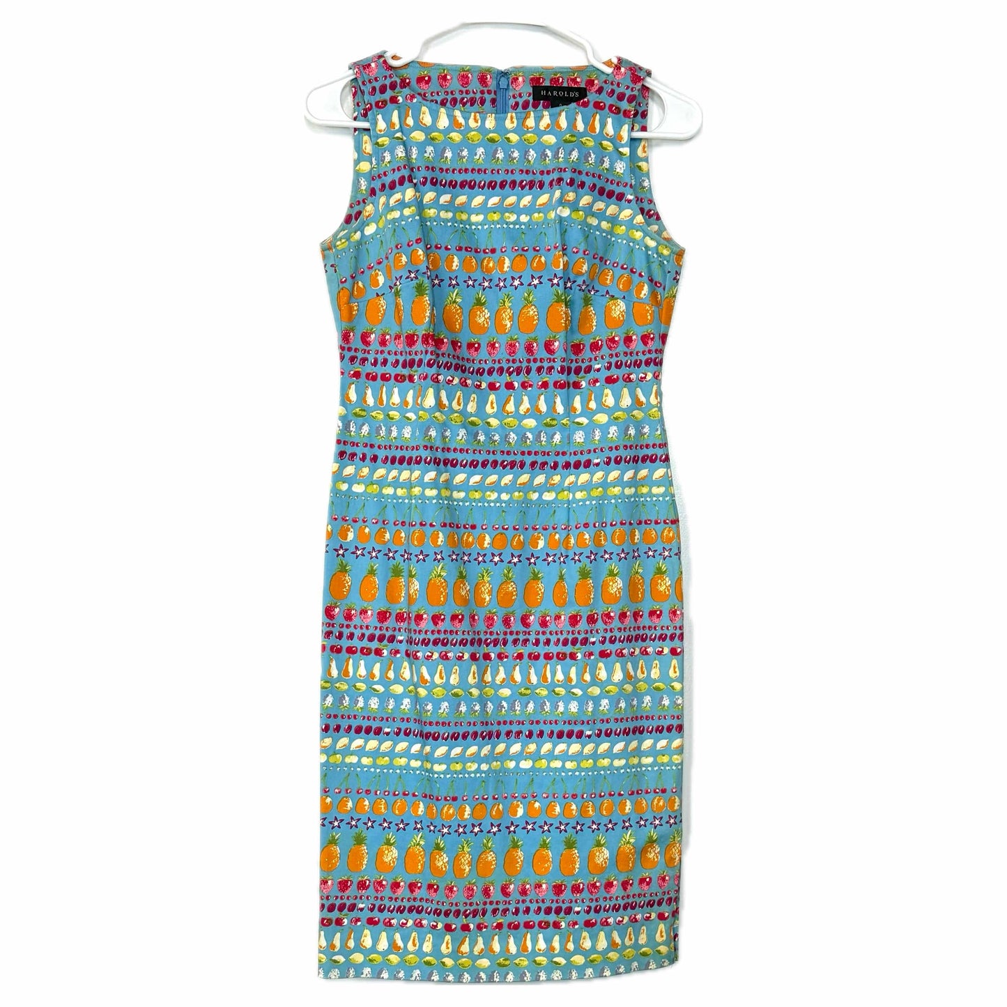 Harold’s | Womens Fruit Mini Dress | Color: Multicolor/Blue | Size: 0 | Pre-Owned | Vintage