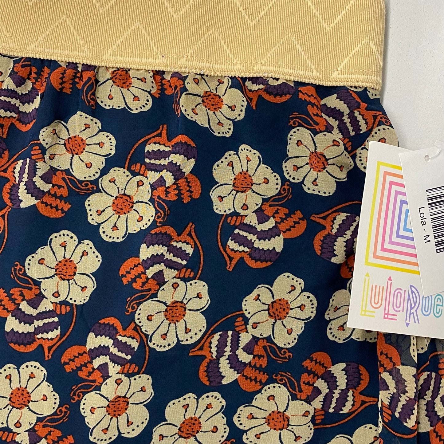 LuLaRoe Lined Lola Skirt | M | Buttermilk/Blue Floral | NWT