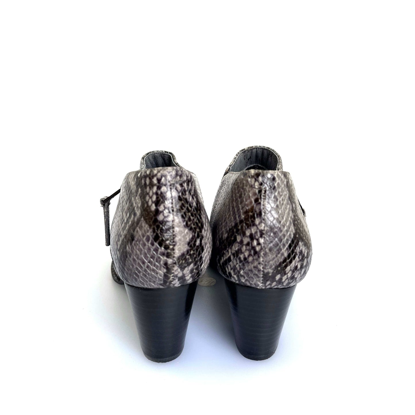 Vionic Womens Size 9.5 Gray Snakeskin 'Taber' Booties Side-Zip, Pre-Owned