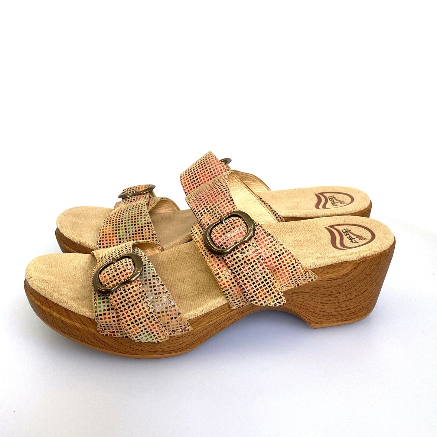 Sophie Sand Stained Glass Slide Sandal by Dansko, Size 41 Leather Pre-Owned
