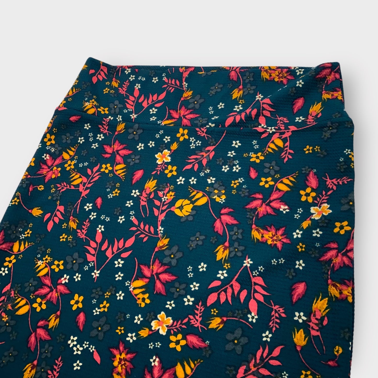 LuLaRoe Cassie Pencil Skirt - Teal Floral Vine - Women's L (12-14) - NWT