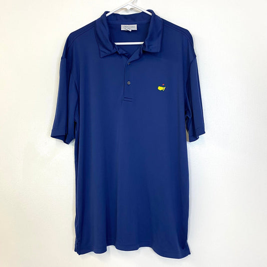 Masters Performance Mens Size L Blue Solid Polo Golf Shirt S/s Pre-Owned