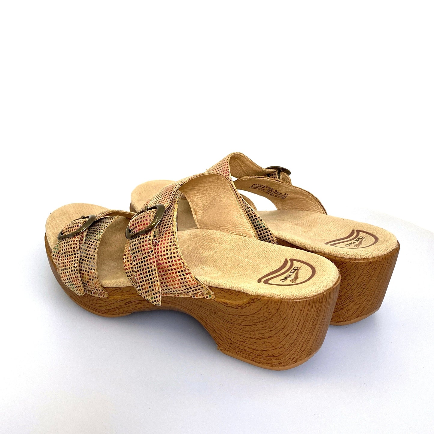 Sophie Sand Stained Glass Slide Sandal by Dansko, Size 41 Leather Pre-Owned