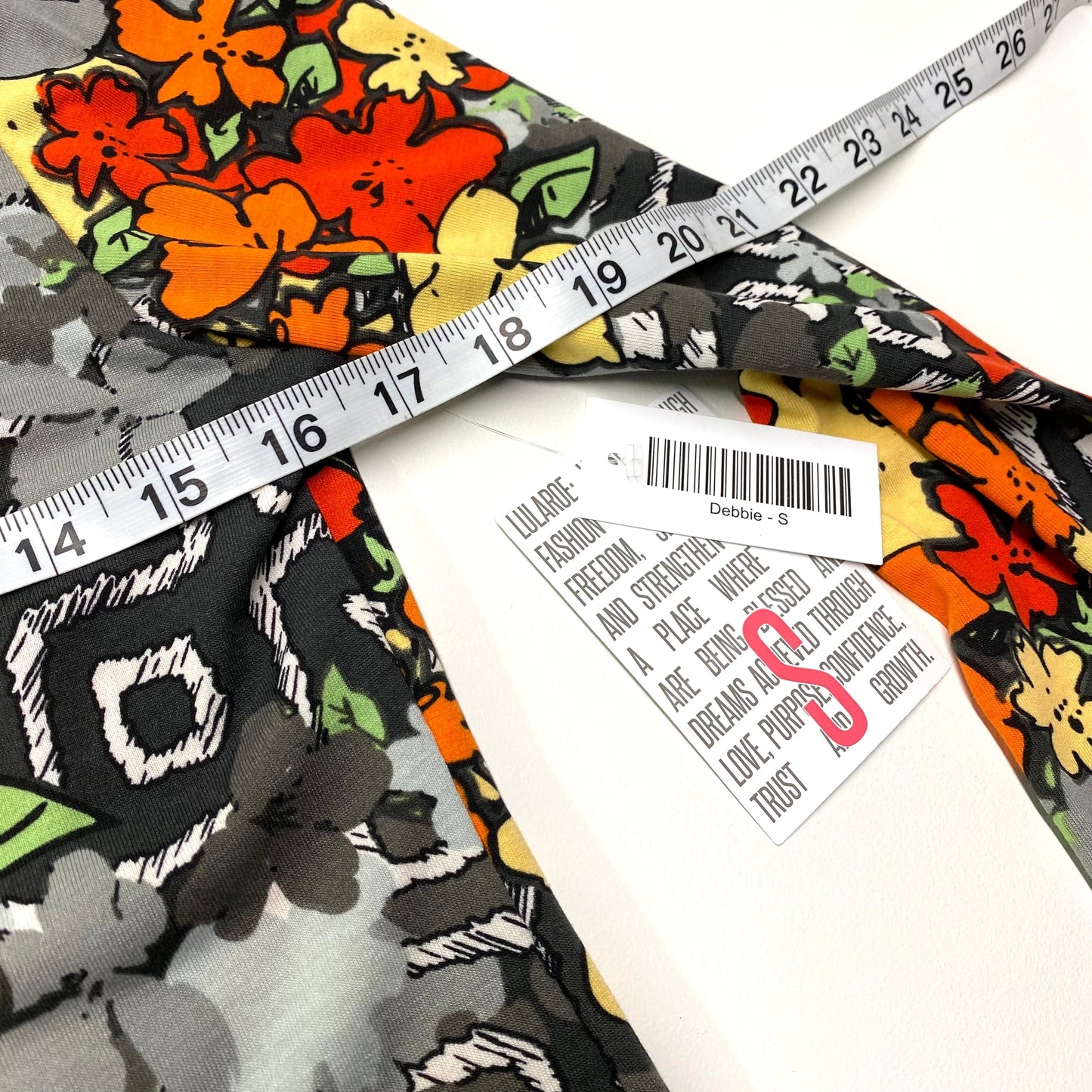 LuLaRoe Womens S Debbie Orange/Gray/Black Abstract/Floral Dress NWT
