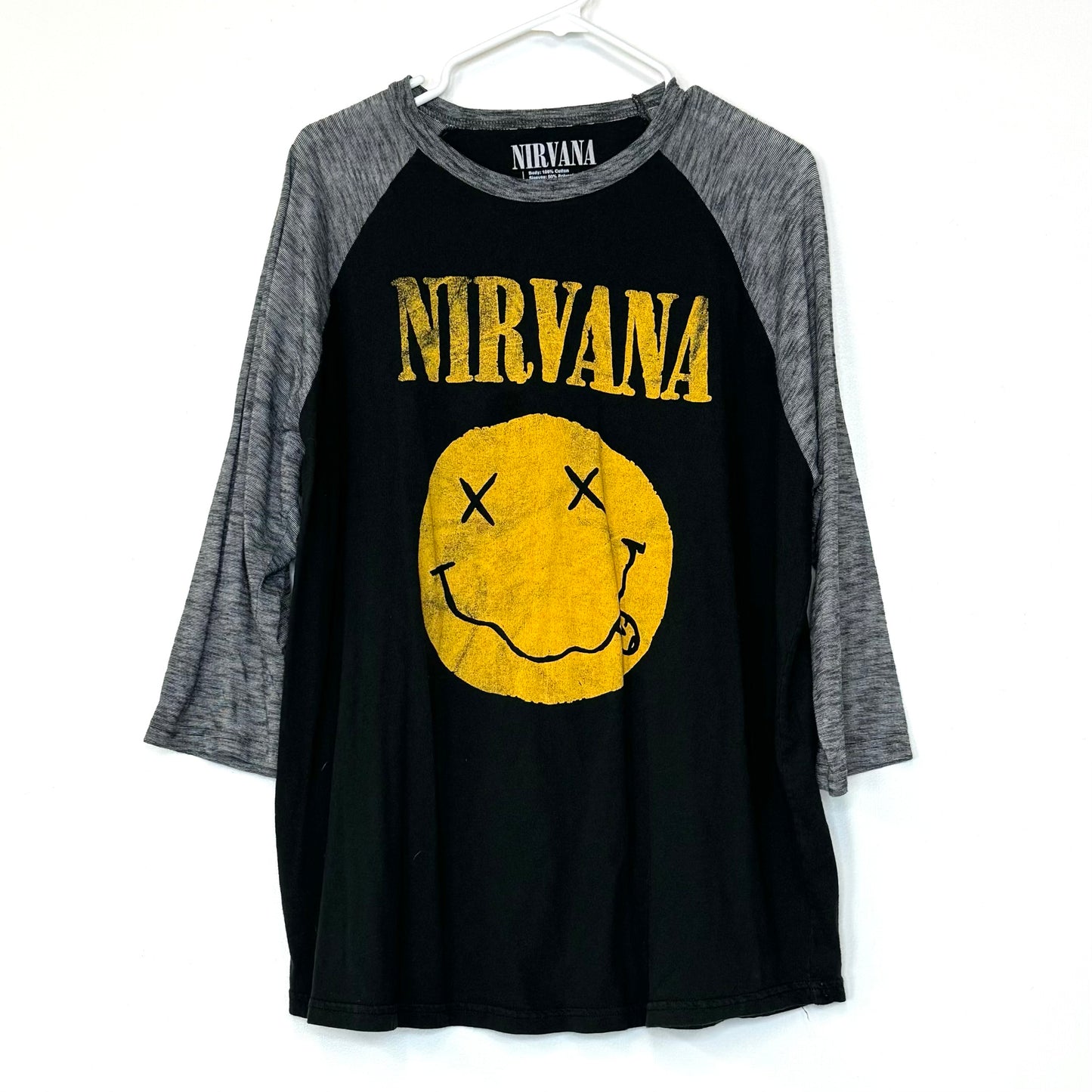 NIRVANA | 2016 Smiley Face T-Shirt | Color: Black/Gray | Size: 2XL | Pre-Owned