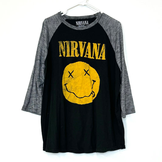 NIRVANA | 2016 Smiley Face T-Shirt | Color: Black/Gray | Size: 2XL | Pre-Owned