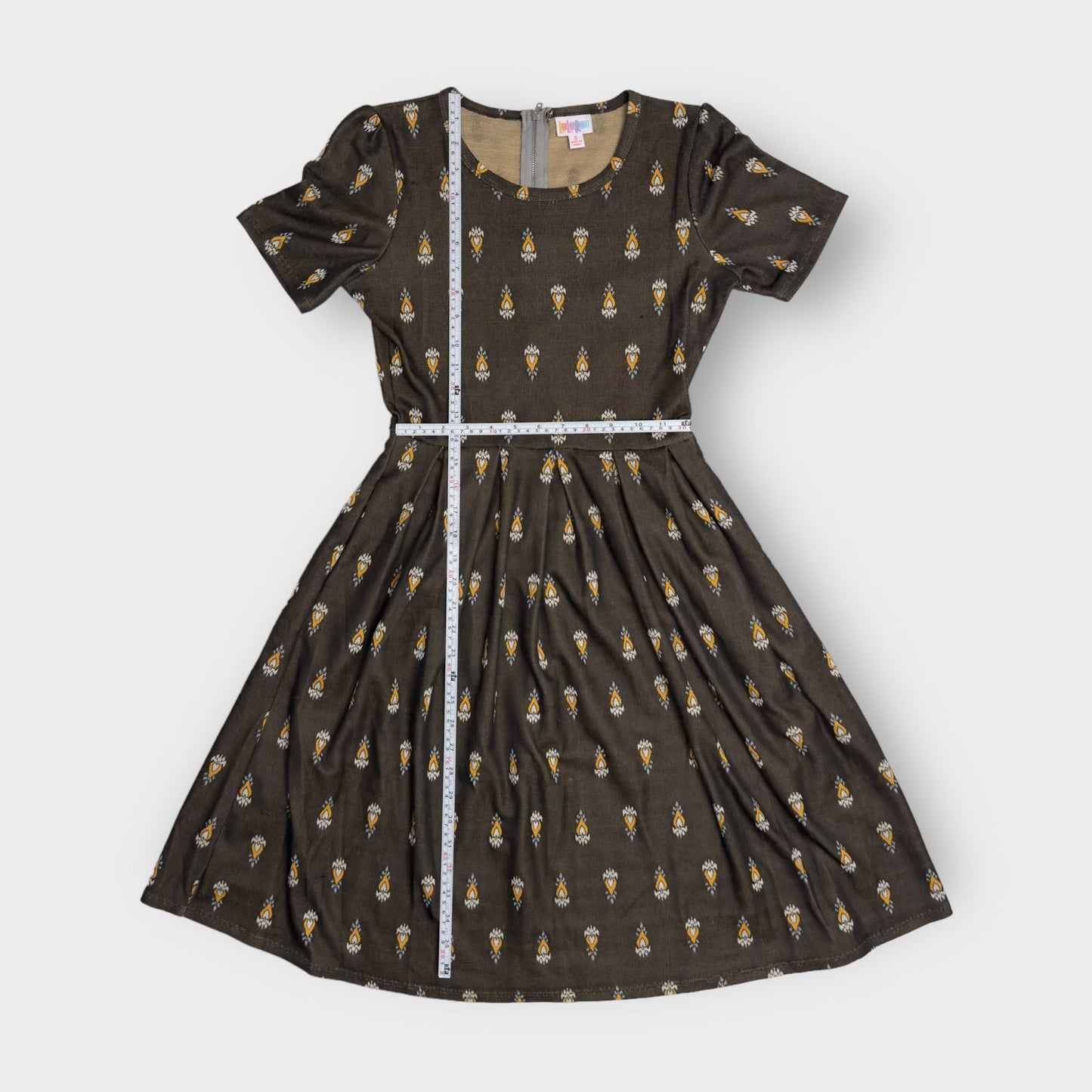 LuLaRoe Amelia Dress | S (6-8) | Brown Medallion Pattern | S/s | NWT