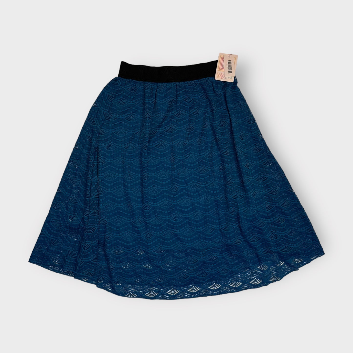 LuLaRoe Lined Lace Lola Skirt | S | Blue/black | NWT