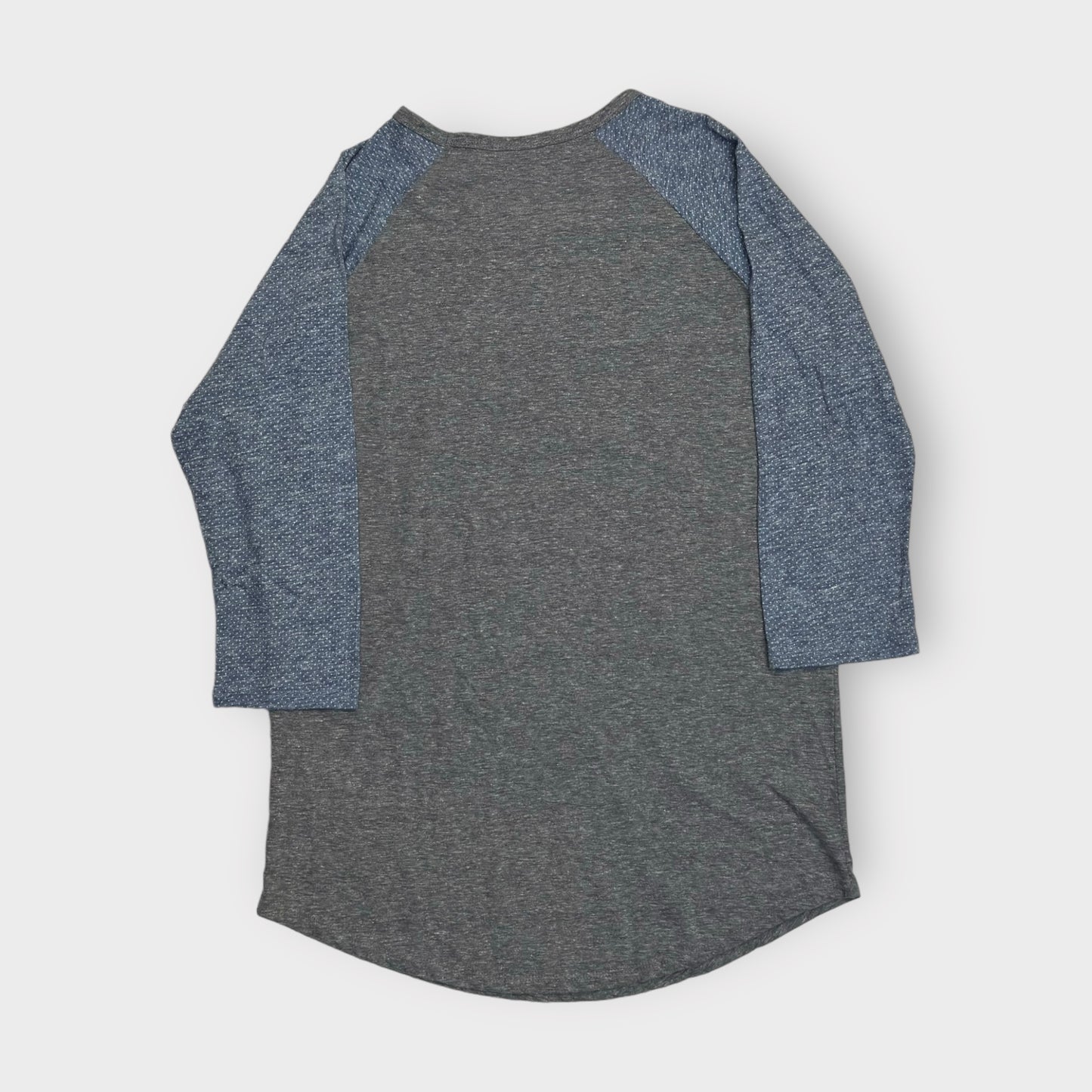 LuLaRoe Randy Raglan Tee | M | Gray/Blue Swiss Dot | Colorblock | NWT