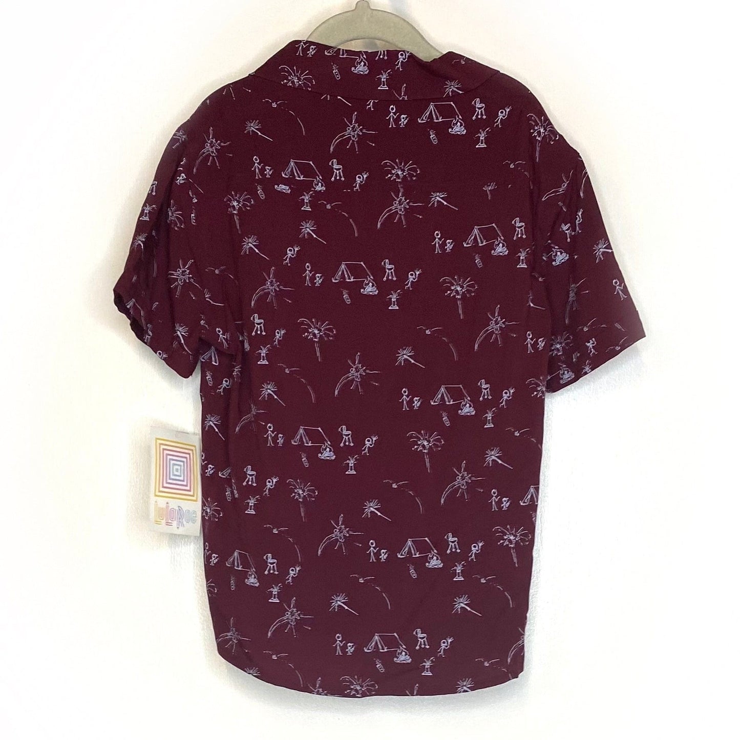 LuLaRoe Boys 6 Brick Red ‘Thor’ Camping Shirt S/s Button-Up NWT