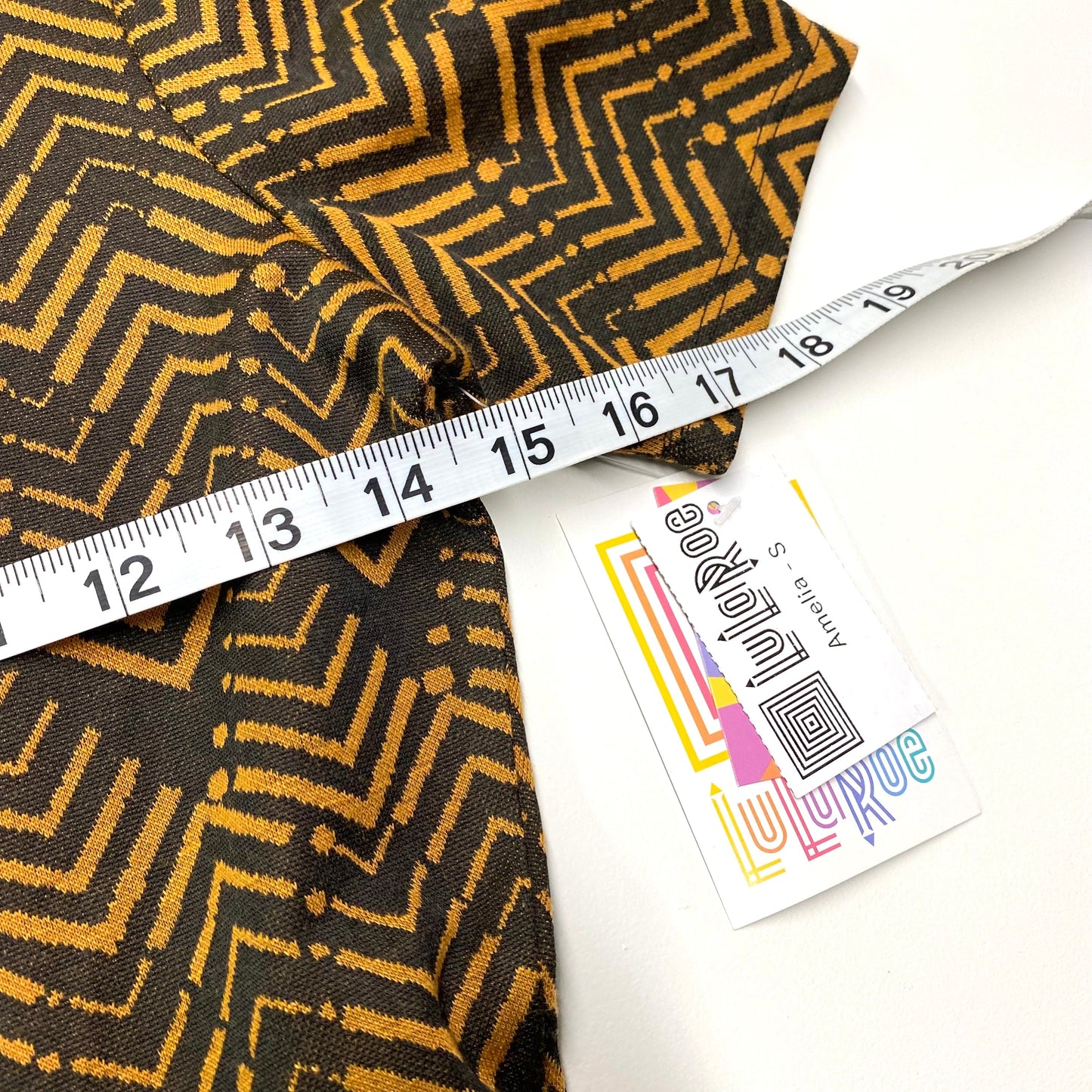 LuLaRoe Womens S Amelia Brown/Orange Chevron Pattern Dress S/s NWT