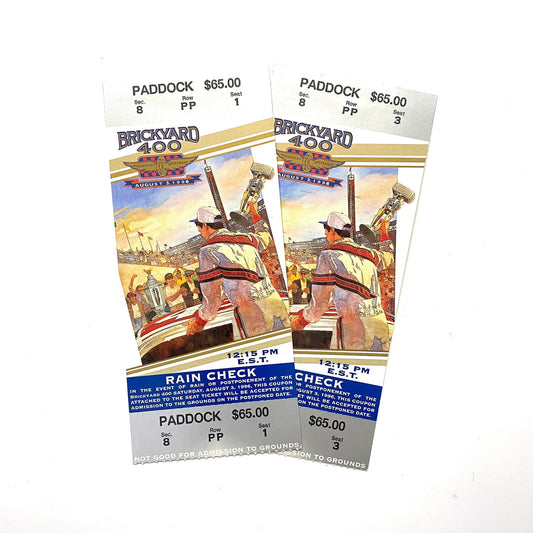 1996 Brickyard 400 Indianapolis Motor Speedway Ticket Stubs, Pair of -  | Buy at Parsimony Shoppes
