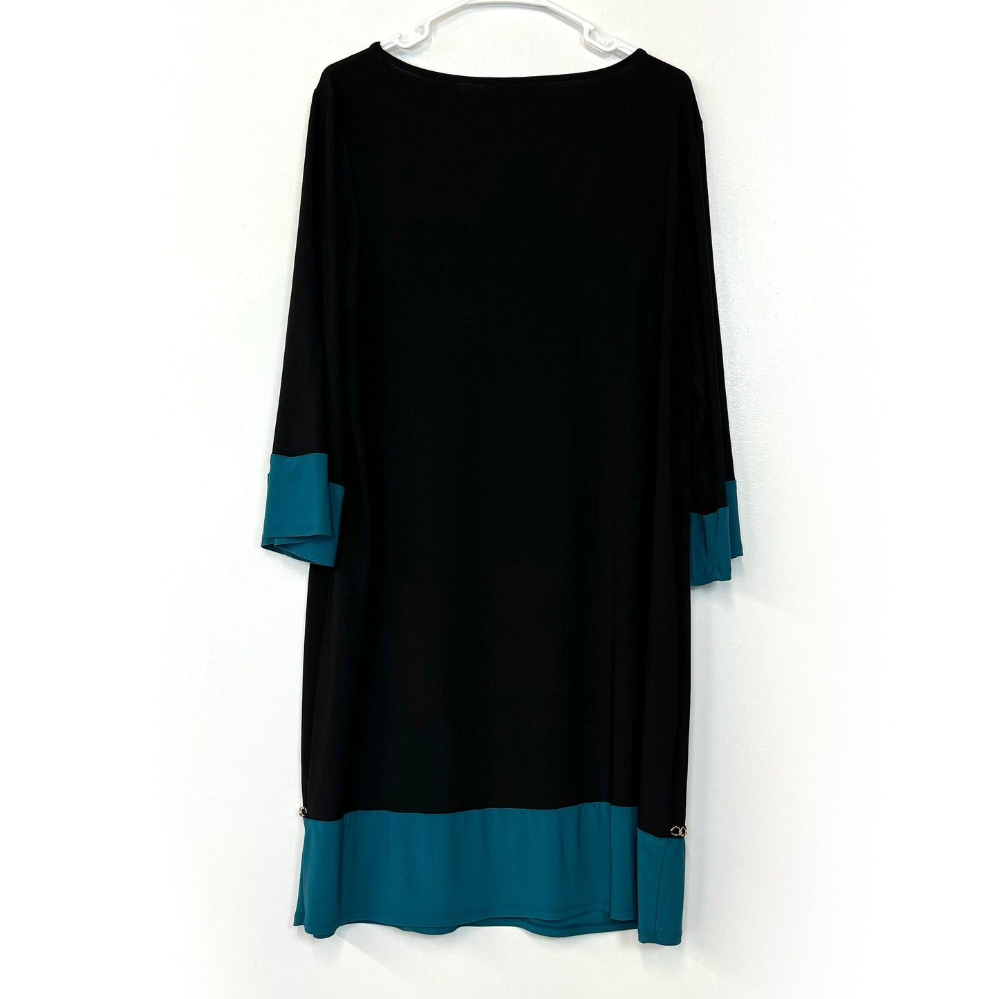 MSK Women's Colorblock Gold Chain Dress - Size 1X - Black/Green - Polyester Blend