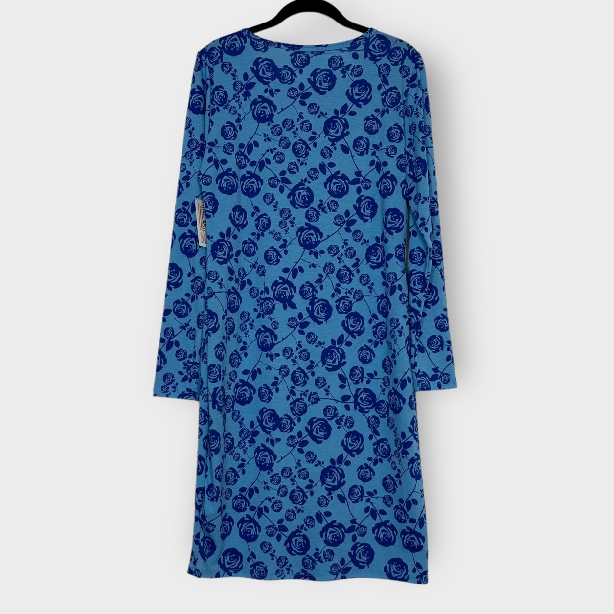 LuLaRoe Vault | Debbie L/s Sheath Dress | Size: L (14-16) | Blue | Floral | NWT