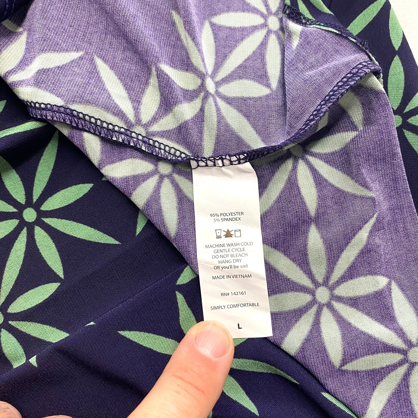 LuLaRoe Womens L Irma Deep Blue/Green Botanical Pattern S/s Tunic Top NWT