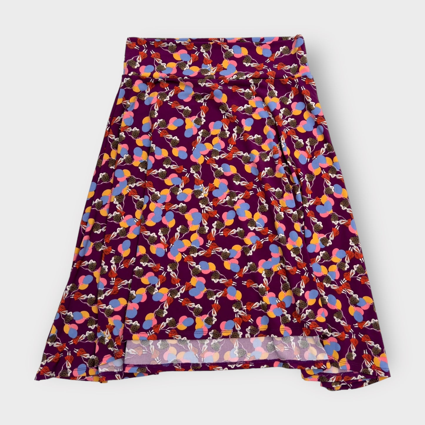 LuLaRoe Kids Azure A-Line Skirt | 12 (12-14) | Purple/Multicolor Girl w/Balloons | NWT