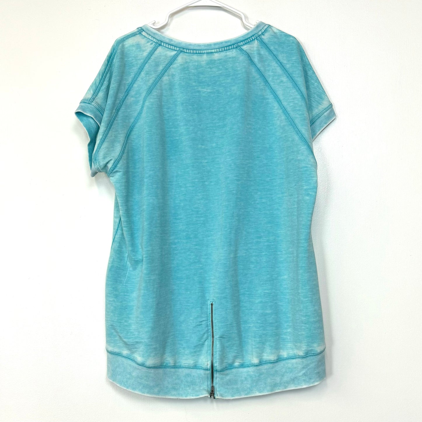 Green Tea | Womens Split Neck S/s T-Shirt | Color: Aqua Marine | Size: L | Pre-Owned