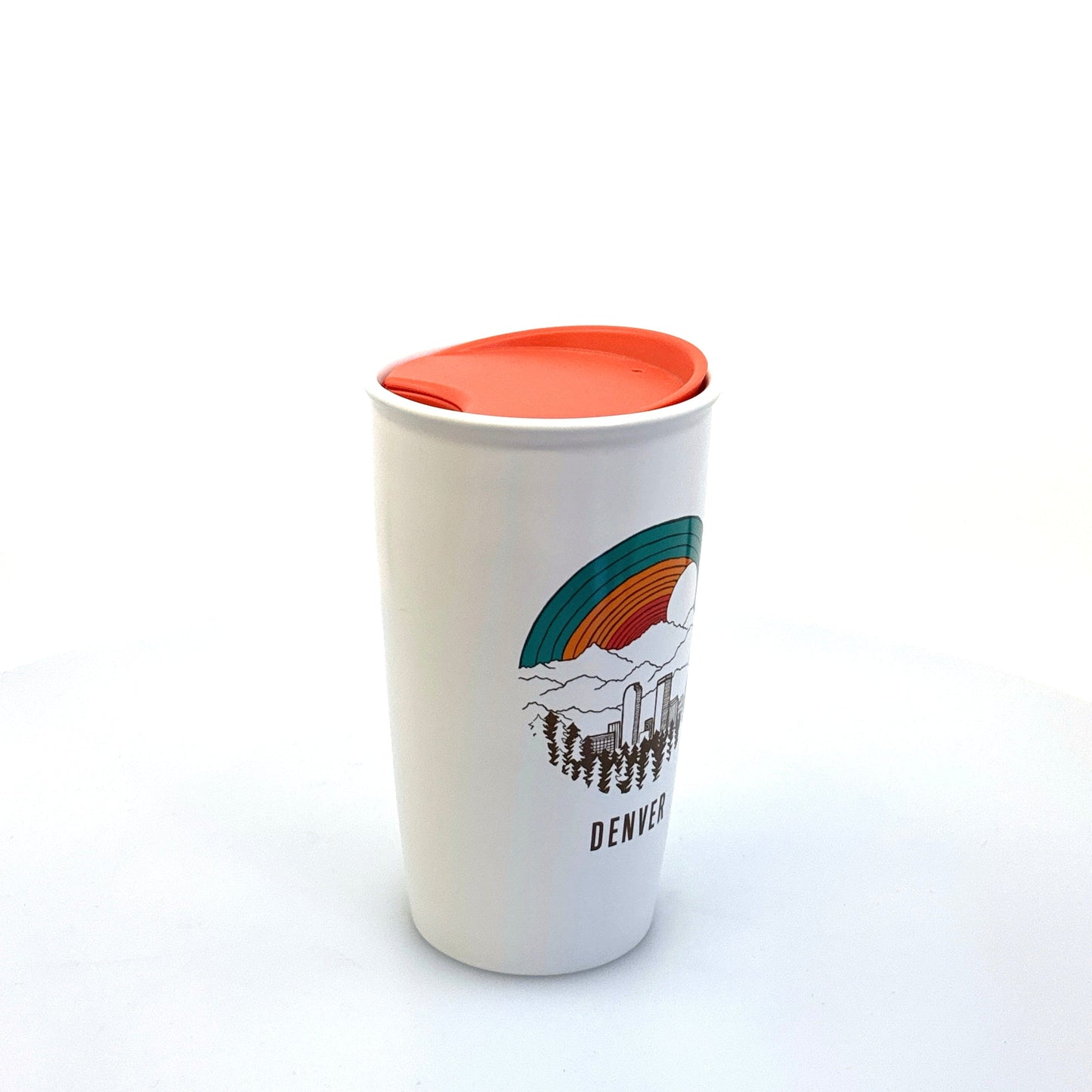 Starbucks | Denver Colorado Rainbow Mug w/Lid | Color: White/Orange | Size: 12 fl oz | Pre-Owned