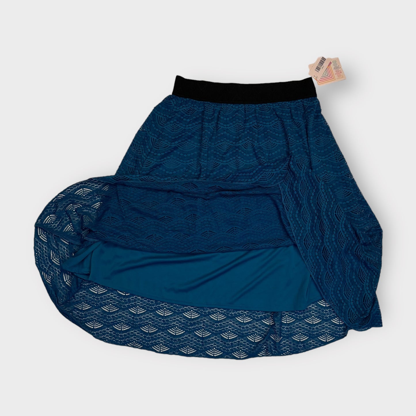 LuLaRoe Lined Lace Lola Skirt | S | Blue/black | NWT
