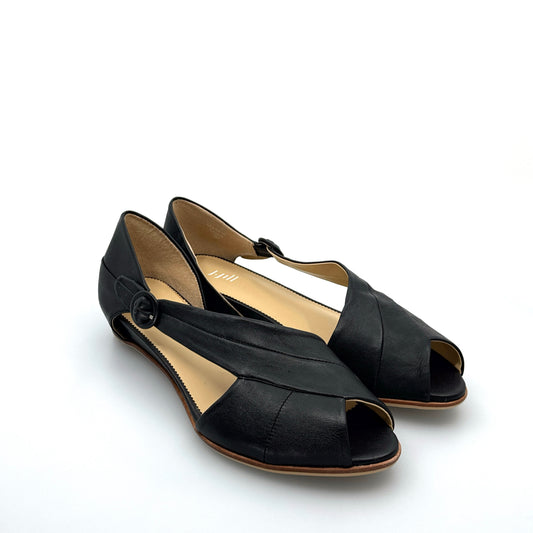 JJill | Womens Artful Peep-Toe Leather Sandals | Color: Black | Size: 9 (40.5) | NIB