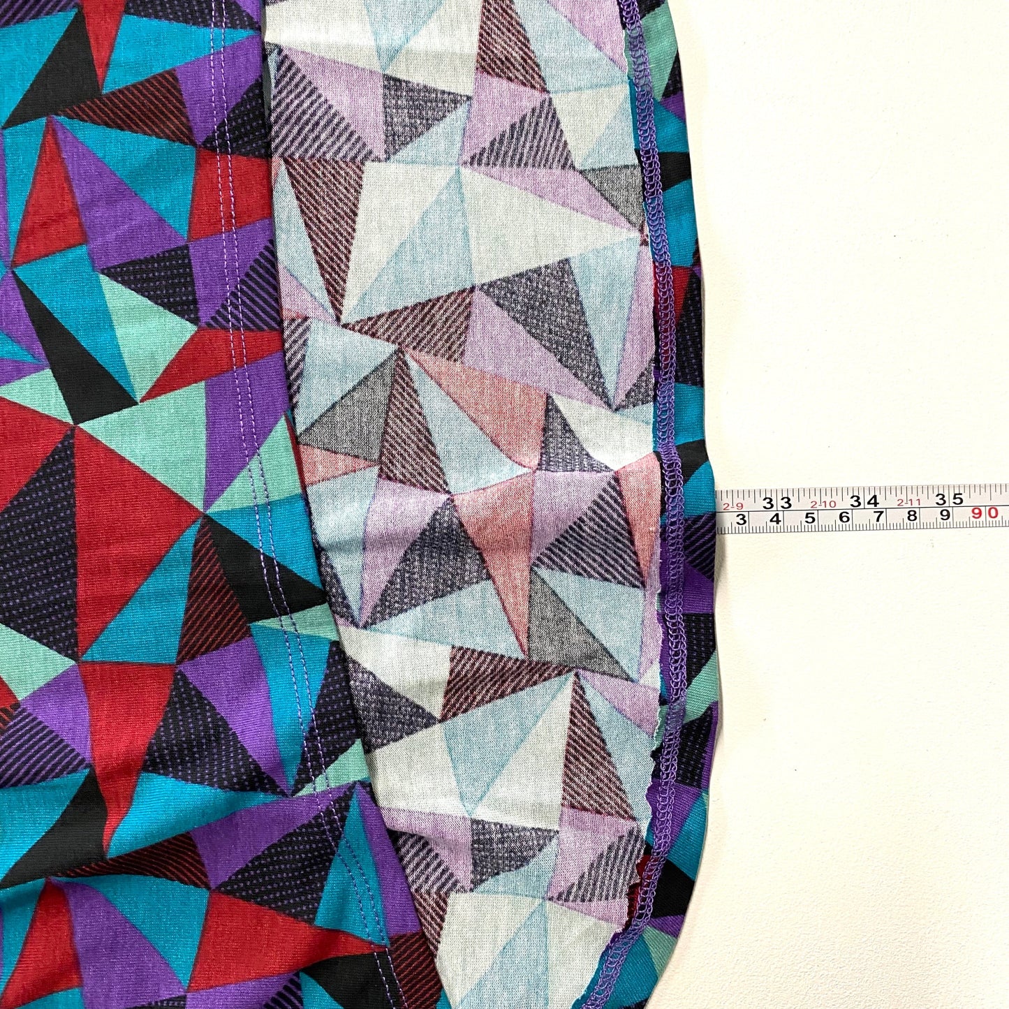 LuLaRoe Womens XXS Irma Purple/Red/Gree Geometric Triangle S/s Tunic Top NWT
