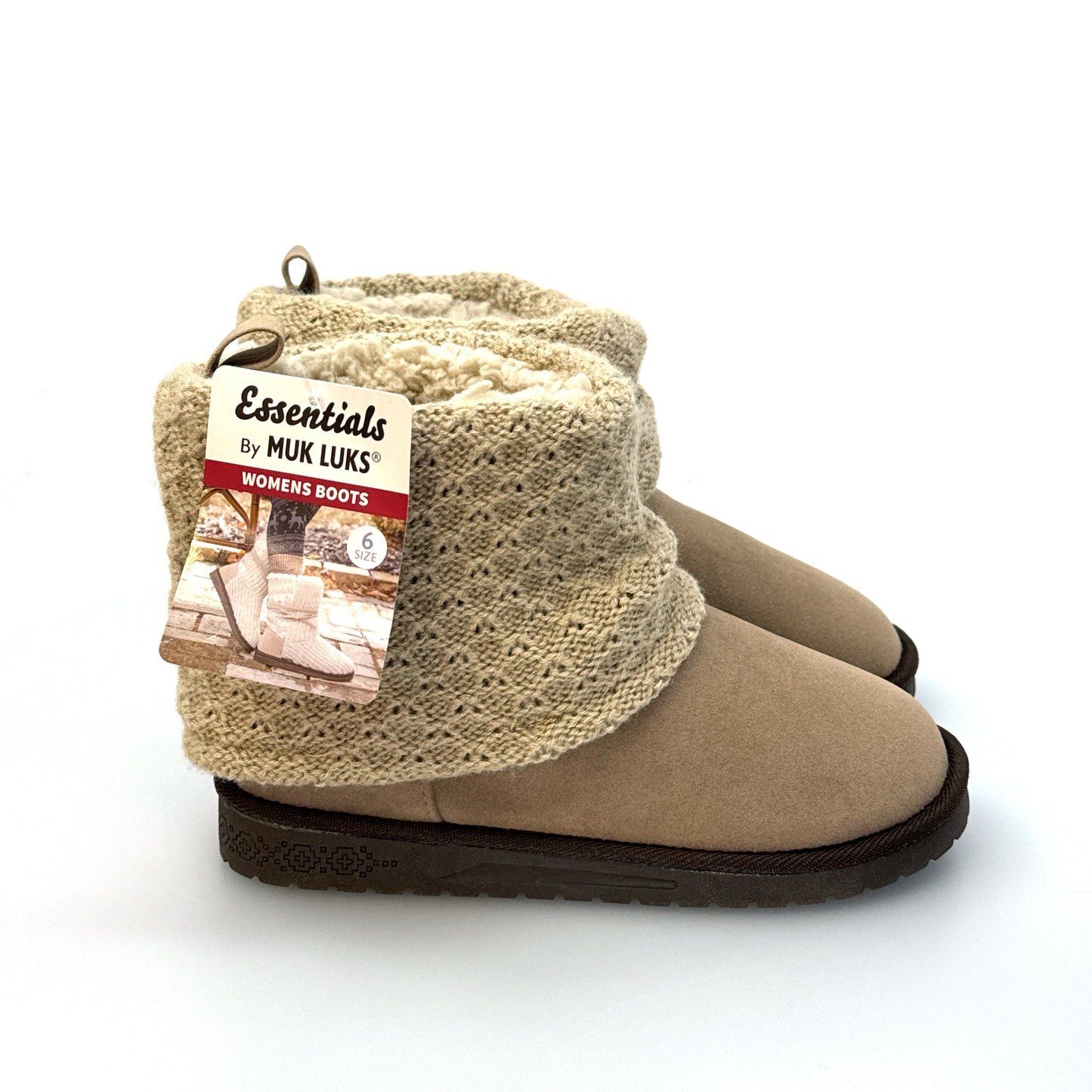 Muk Luks Essentials | Womens Laurel Boot | Color: Beige/Fawn Marl | Size: 6 | NWT