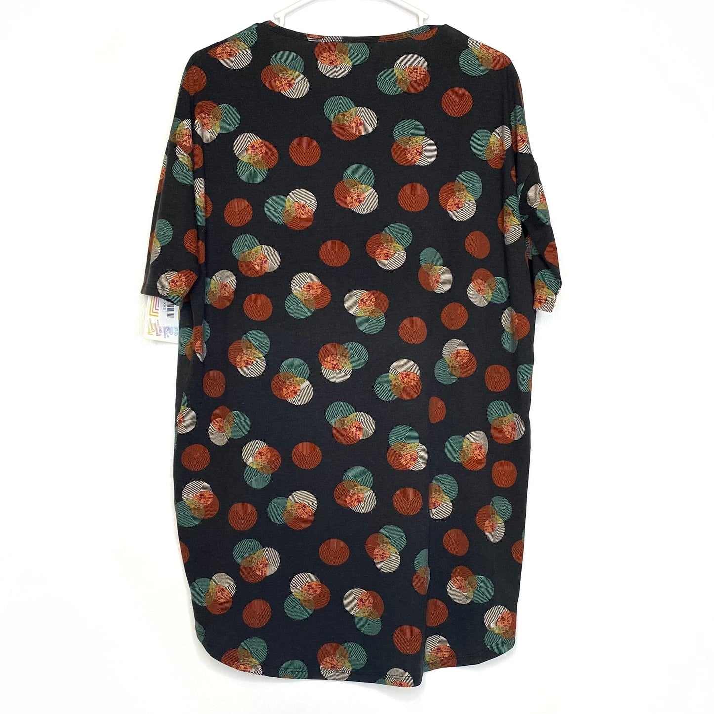 LuLaRoe Womens Size XXS Multicolor/Black Circles IRMA S/s Top NWT
