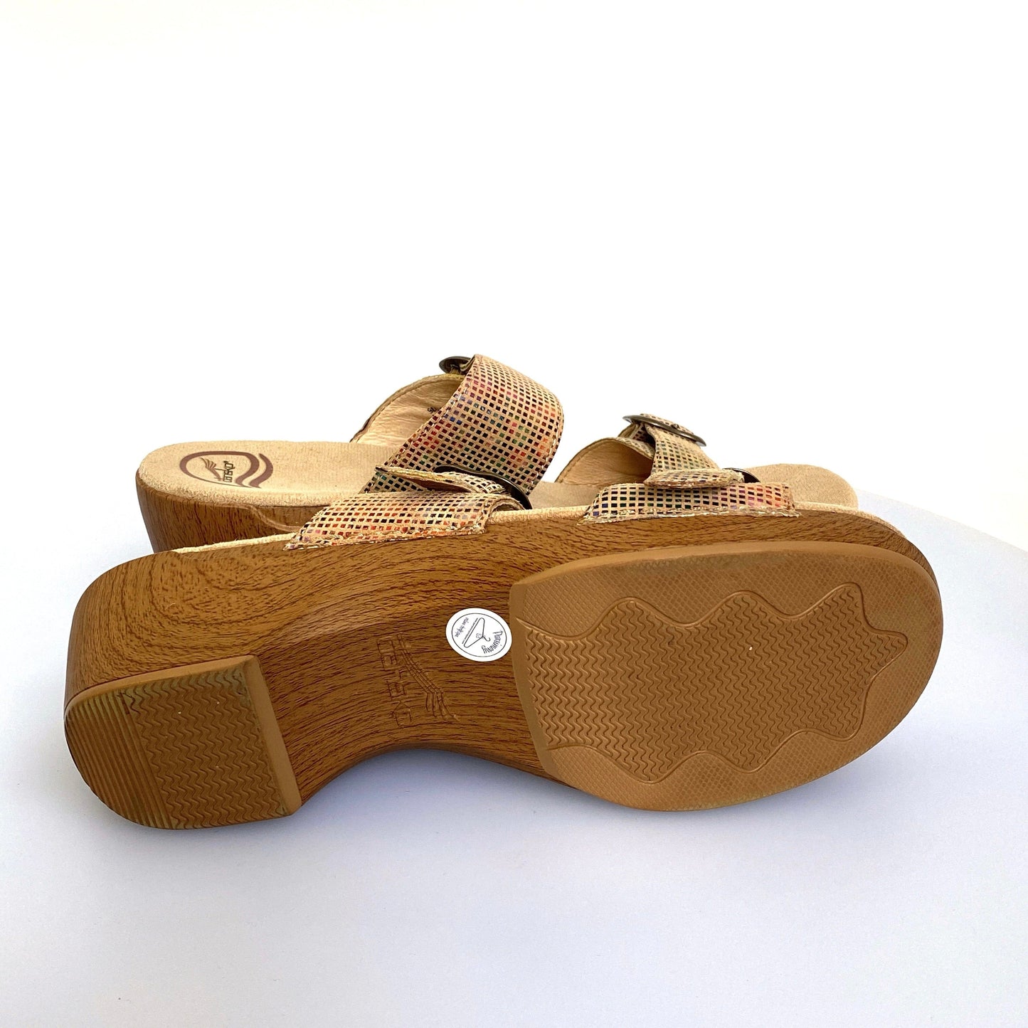 Sophie Sand Stained Glass Slide Sandal by Dansko, Size 41 Leather Pre-Owned