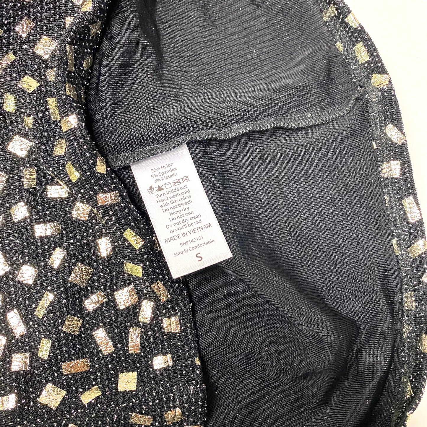 LuLaRoe Womens S Black/Silver ELEGANT Gigi Confetti Top ½ Sleeves - NWT