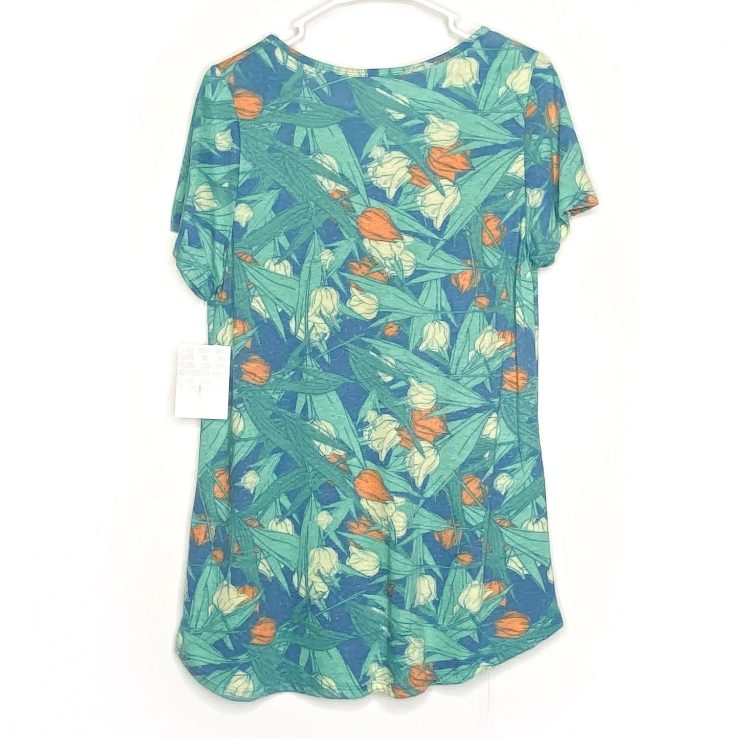 LuLaRoe Womens L Green/Orange/Cream Floral Classic T S/s Top | NWT