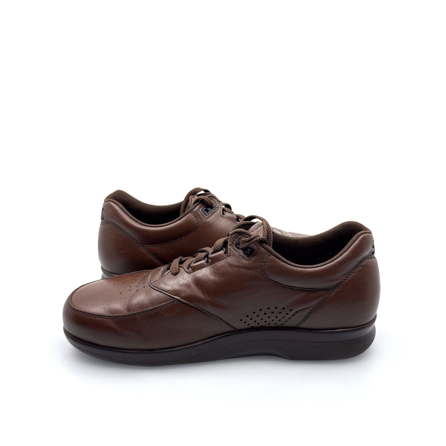 SAS Time Out Walking Shoes - 9.5W - Cushioned Support - Brown Leather Comfort Sneakers