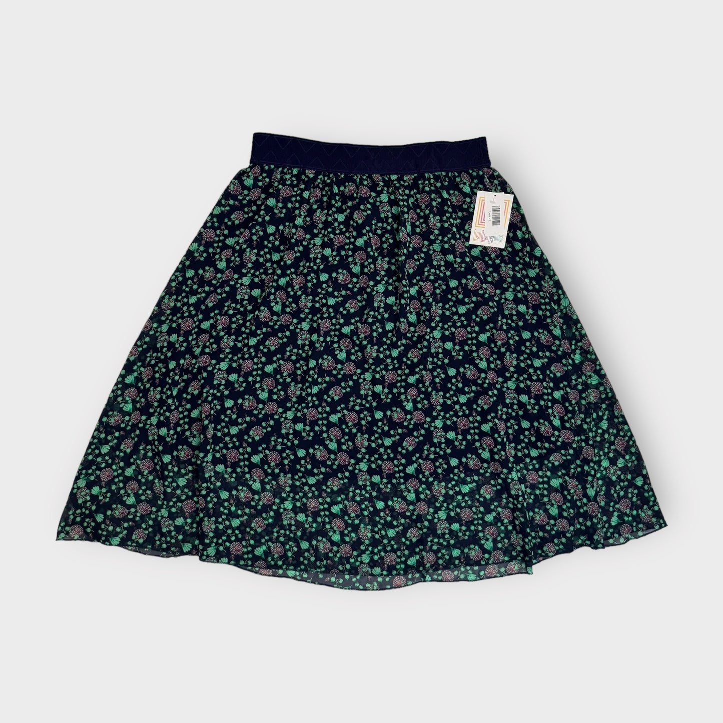 LuLaRoe Lined Lola Skirt | L | Blue/Green Floral | NWT