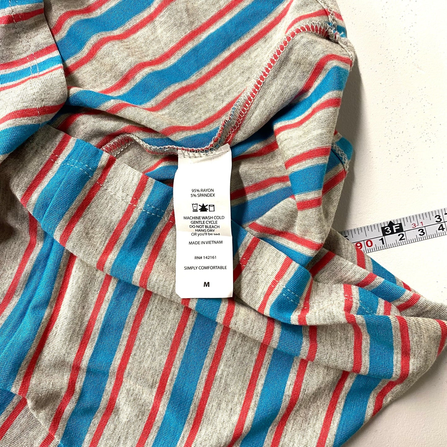 LuLaRoe Julia Bodycon Dress | M (8-10) | Gray/Blue/Red | Striped | NWT