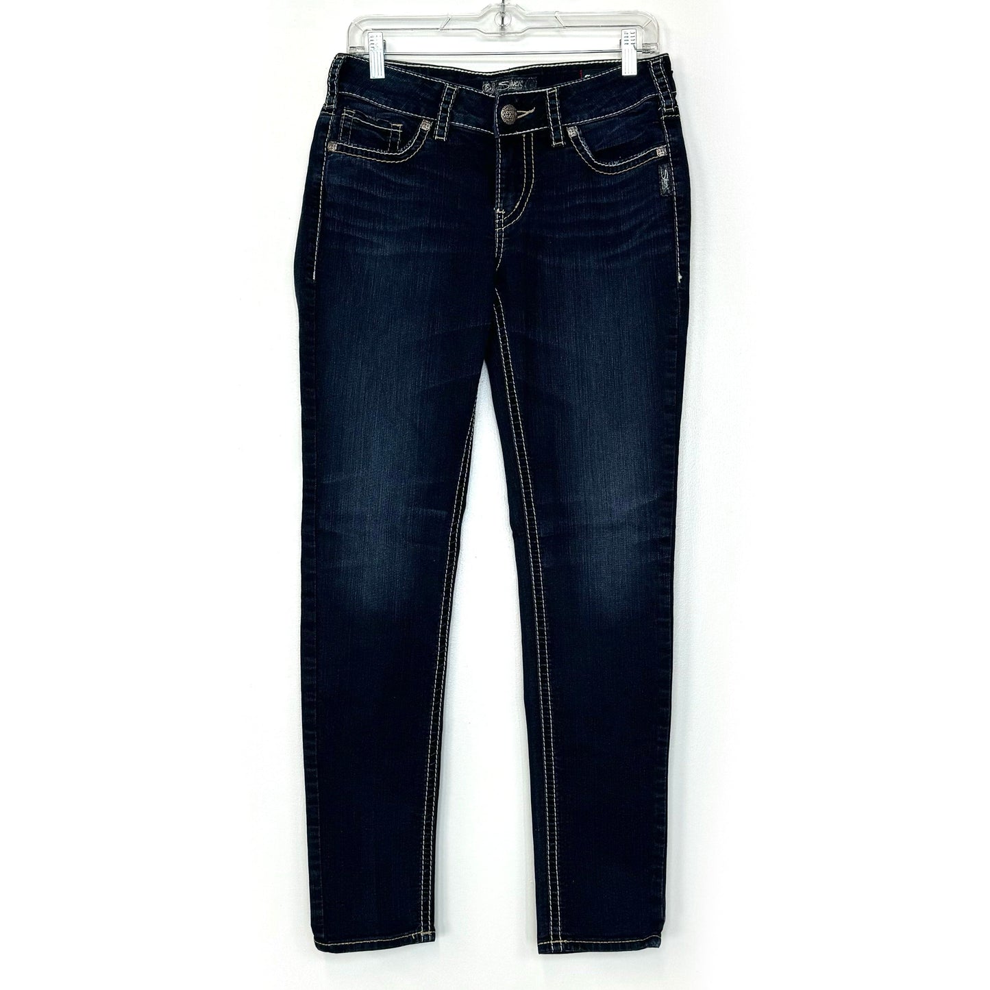 Silver Jeans – Suki Mid Skinny Super Stretch Jeans for Women – Blue Color, Size 29/31