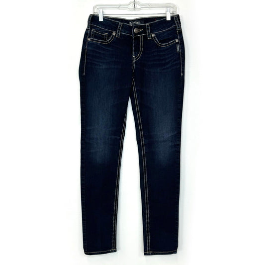 Silver Jeans – Suki Mid Skinny Super Stretch Jeans for Women – Blue Color, Size 29/31