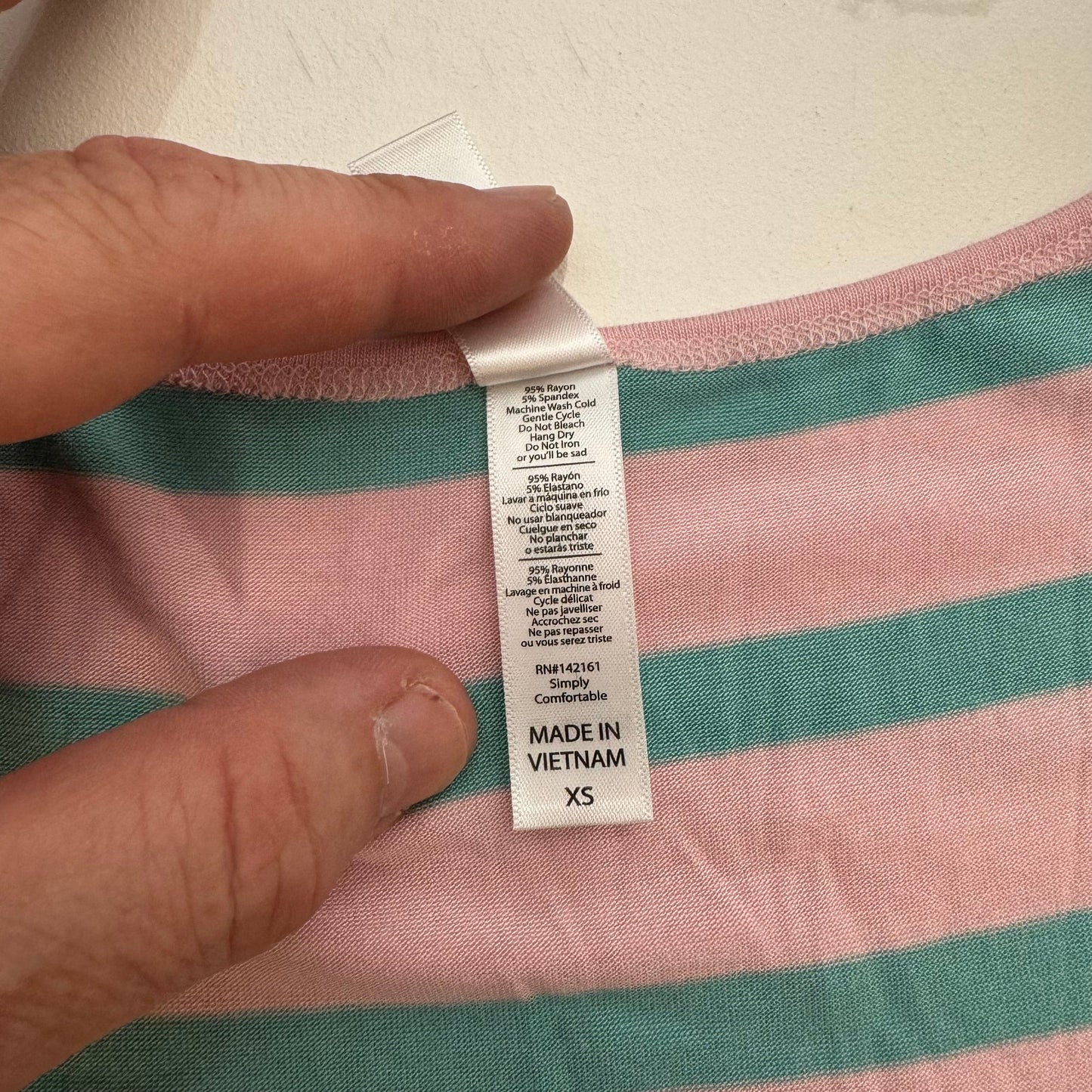 LuLaRoe Vault | Lynnae L/s Top | Size: XS (2-4) | Pink/Green | Striped | NWT