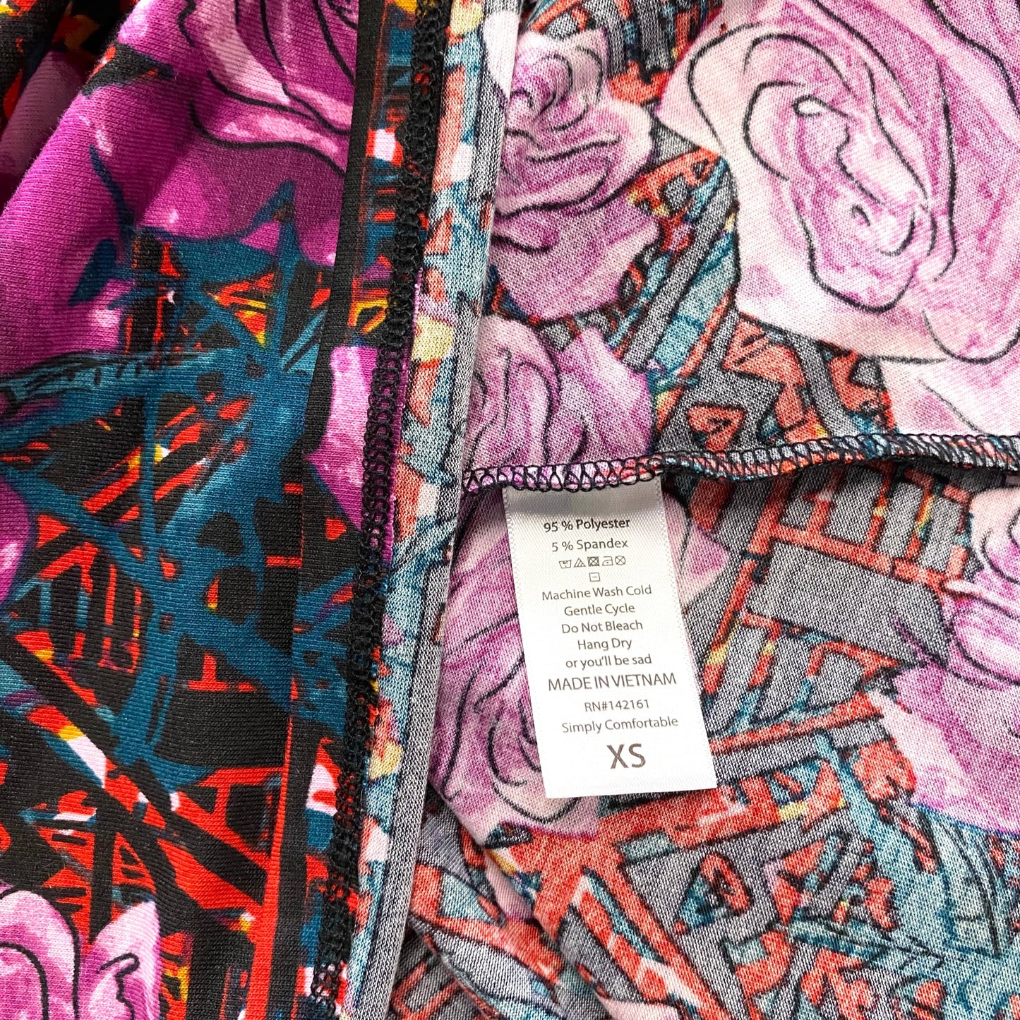 LuLaRoe Womens XS Purple/Red/Blue Abstract/Floral 'Carly' S/s Swing Dress NWT