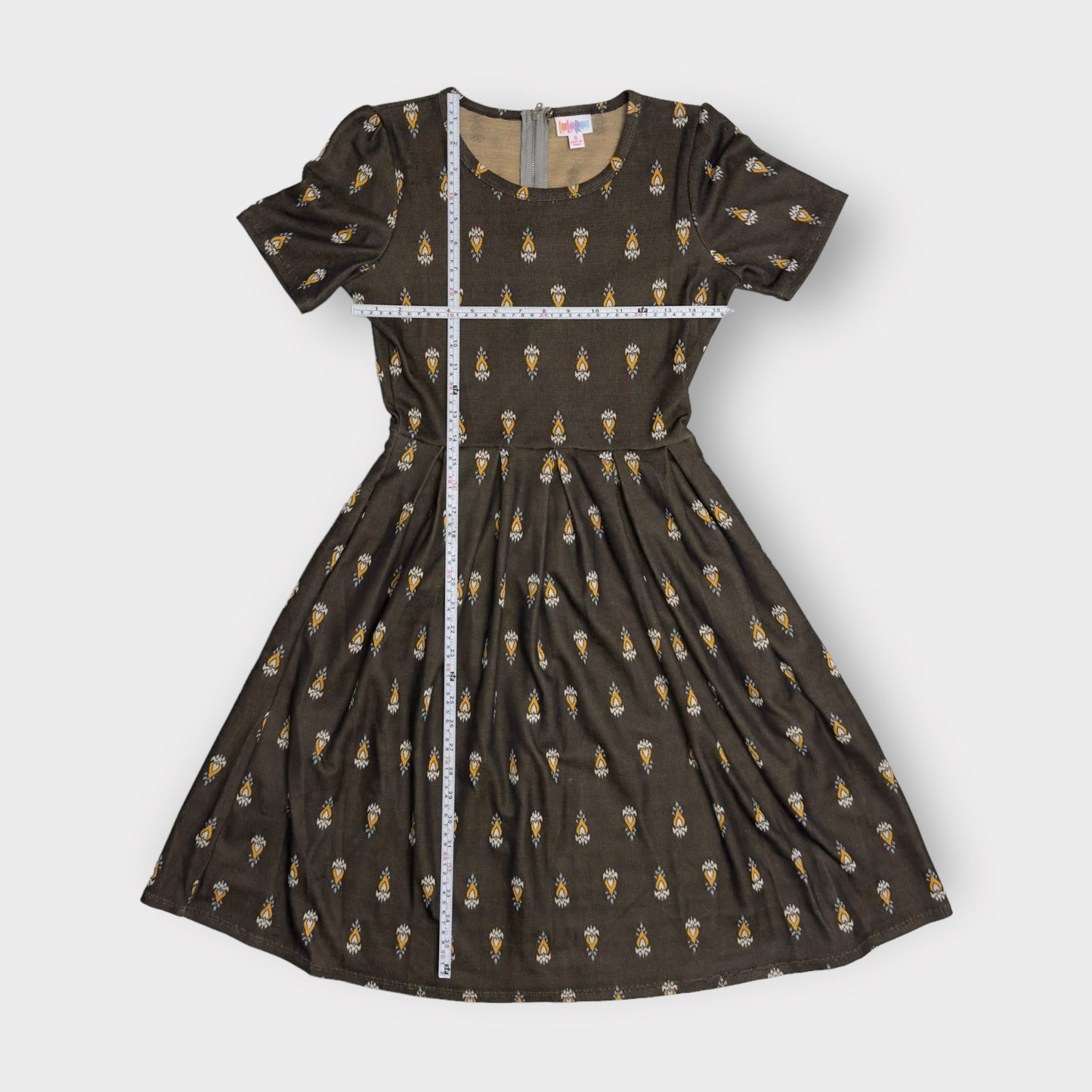 LuLaRoe Amelia Dress | S (6-8) | Brown Medallion Pattern | S/s | NWT